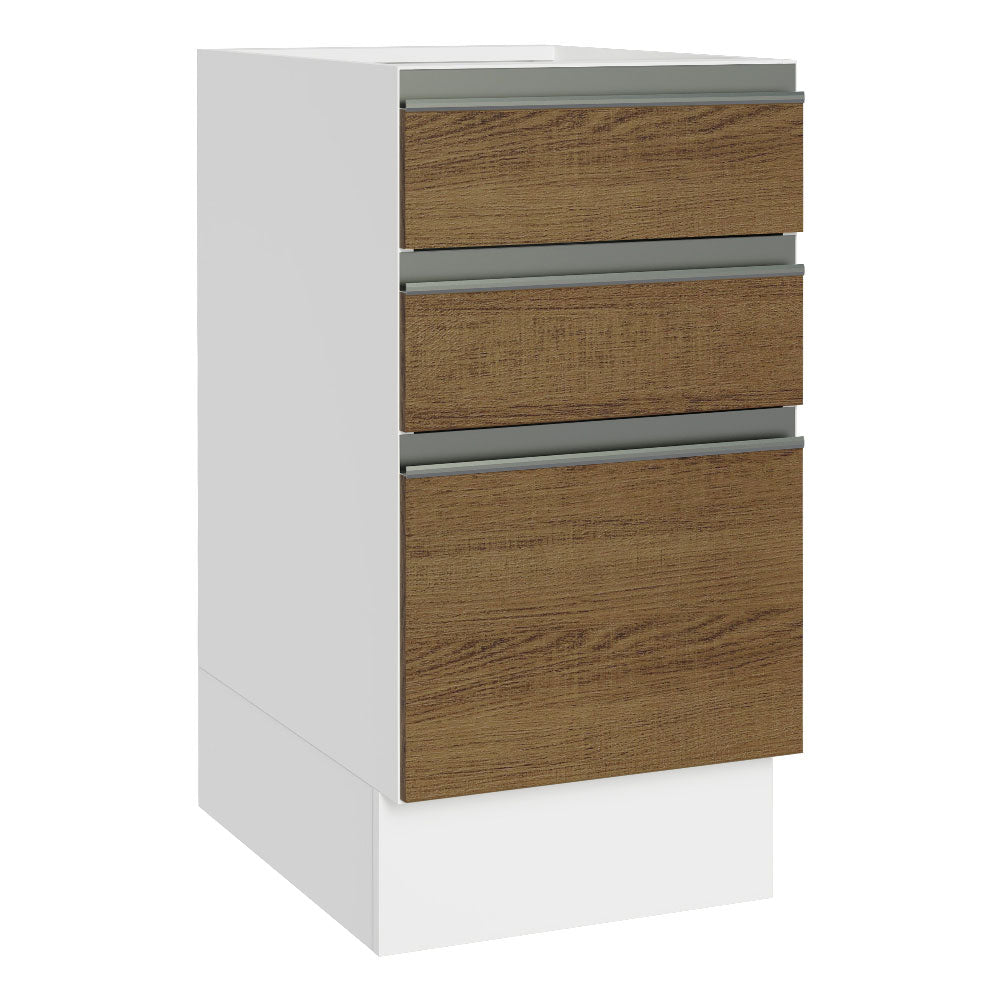 Balcão Cozinha 40 x 60 cm 3 Gavetas (Sem Tampo) Branco/Rustic Glamy Madesa