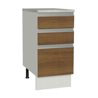 Balcão Madesa Glamy 40 x 60 cm 3 Gavetas (Com Tampo) Branco/Rustic
