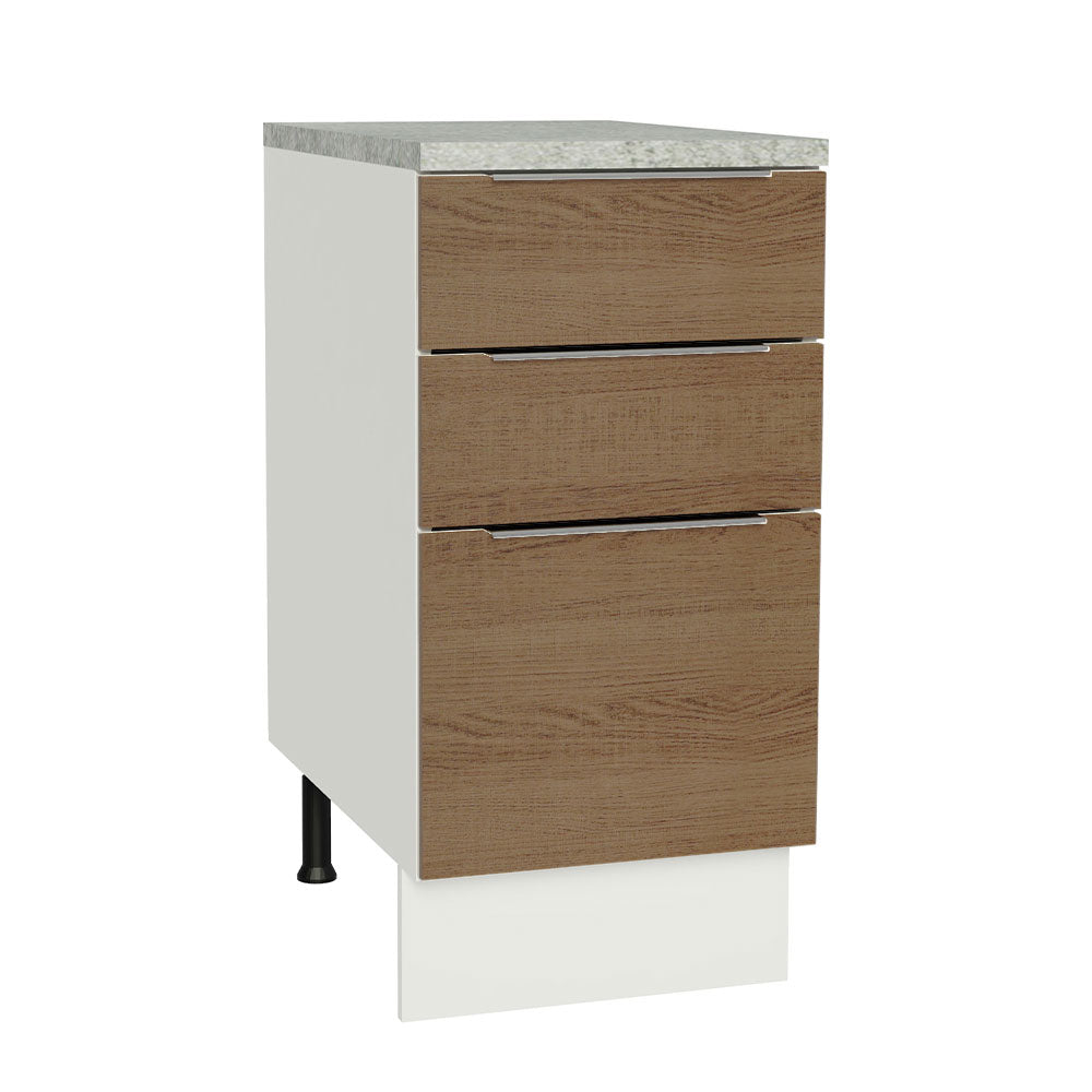 Balcão Madesa Stella 40 x 60 cm 3 Gavetas (Com Tampo) Branco/Rustic