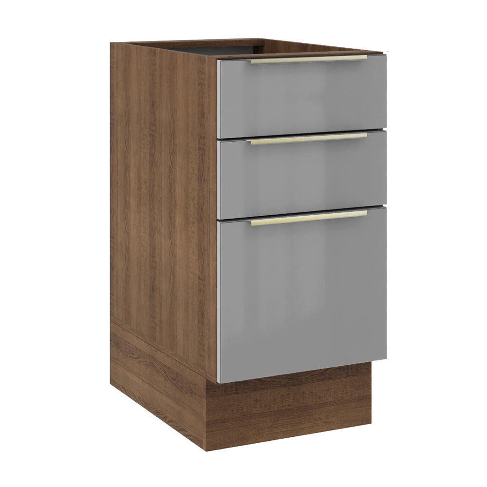 Balcão de Cozinha 40 x 60 cm 3 Gavetas (Sem Tampo) Rustic/Cinza Lux Madesa