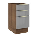 Balcão de Cozinha 40 x 60 cm 3 Gavetas (Sem Tampo) Rustic/Cinza Lux Madesa