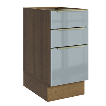 Balcão de Cozinha 40 x 60 cm 3 Gavetas (Sem Tampo) Rustic/Cinza Lux Madesa