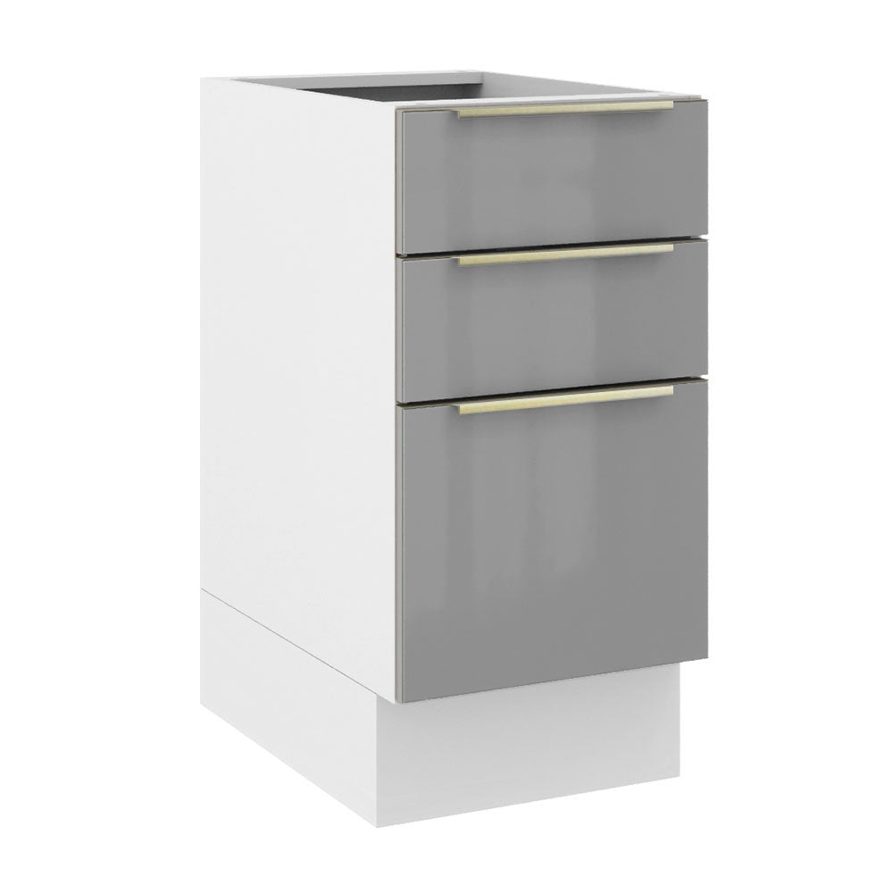 Balcão Madesa Lux 40 cm 3 Gavetas (Sem Tampo) Branco/Cinza