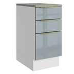 Balcão 40 x 60 cm 3 Gavetas (Com Tampo) Branco/Cinza Lux Madesa