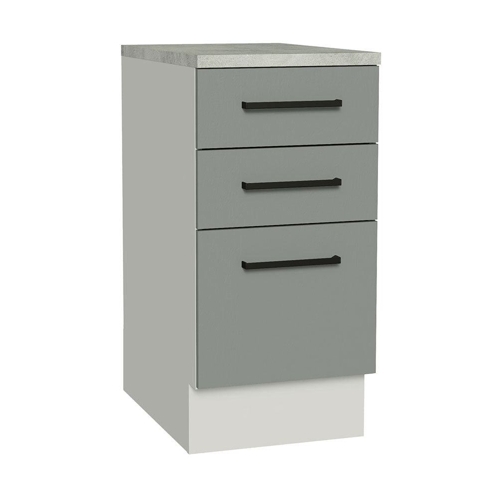 Balcão Madesa Agata 40 x 60 cm 3 Gavetas (Com Tampo) Branco/Cinza