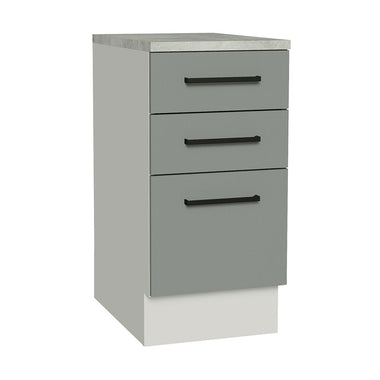 Balcão Madesa Agata 40 x 60 cm 3 Gavetas (Com Tampo) Branco/Cinza