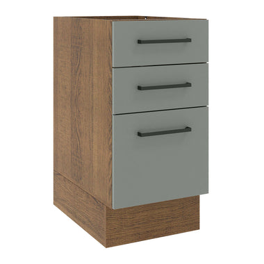 Balcão Madesa Agata 40 x 60 cm 3 Gavetas (Sem Tampo) Rustic/Cinza