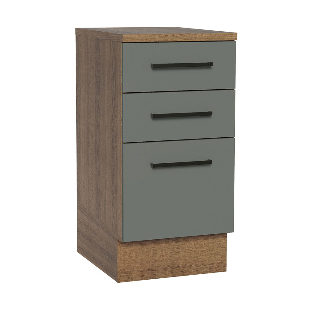 Balcão Madesa Agata 40 x 60 cm 3 Gavetas (Com Tampo) Rustic/Cinza