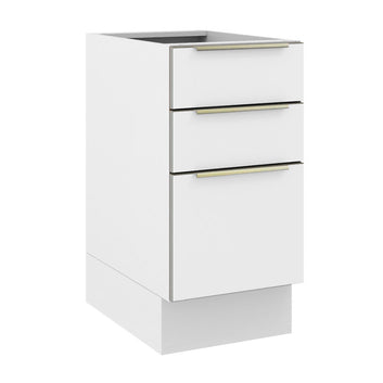 Balcão Madesa Lux 40 cm 3 Gavetas (Sem Tampo) Branco/Branco Veludo