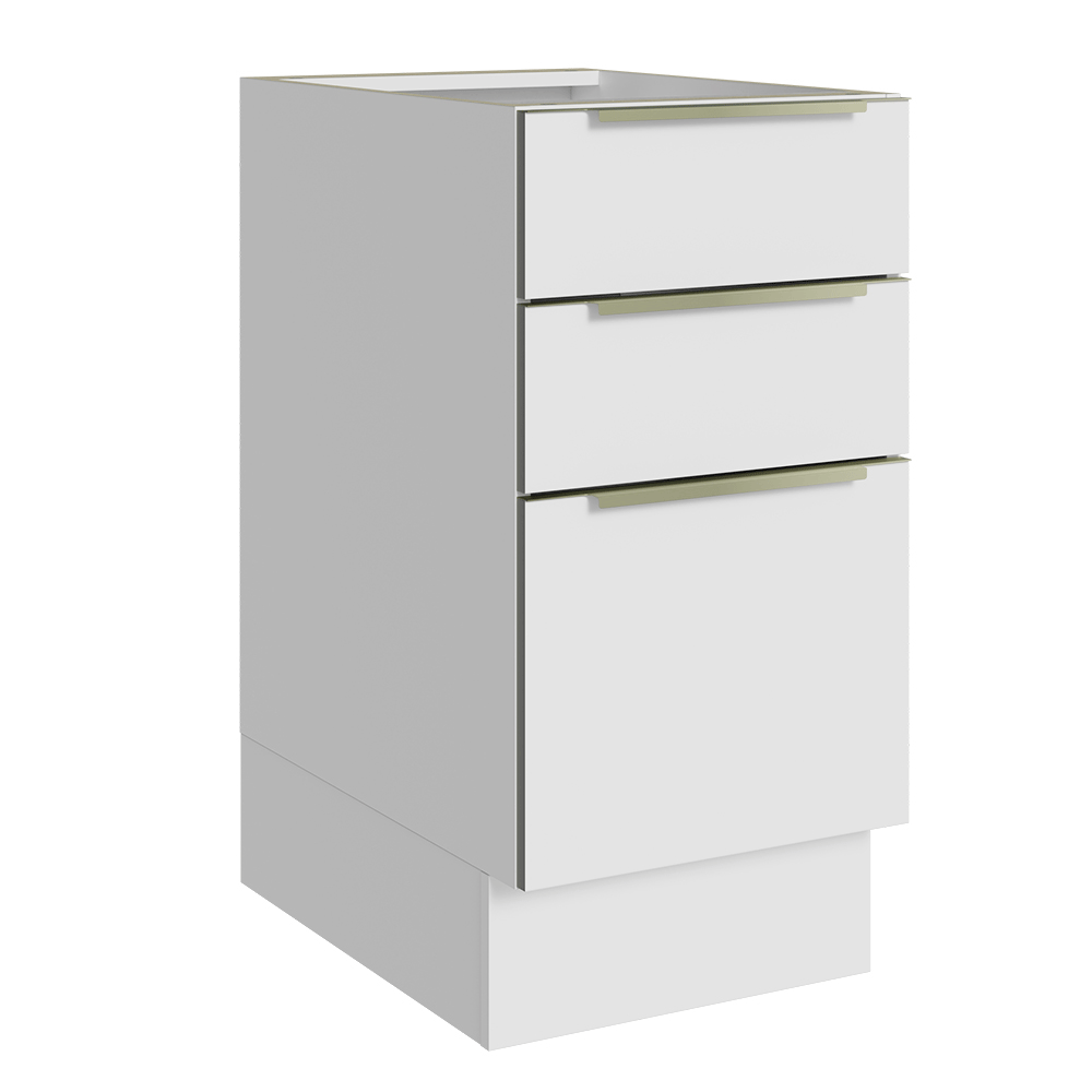 Balcão de Cozinha 40 x 60 cm 3 Gavetas (Sem Tampo) Branco/Branco Veludo Lux Madesa