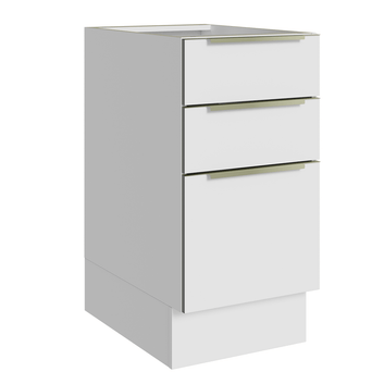 Balcão de Cozinha 40 x 60 cm 3 Gavetas (Sem Tampo) Branco/Branco Veludo Lux Madesa