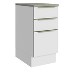Balcão 40 x 60 cm 3 Gavetas (Com Tampo) Branco/Branco Veludo Lux Madesa