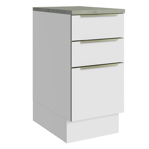 Balcão 40 x 60 cm 3 Gavetas (Com Tampo) Branco/Branco Veludo Lux Madesa
