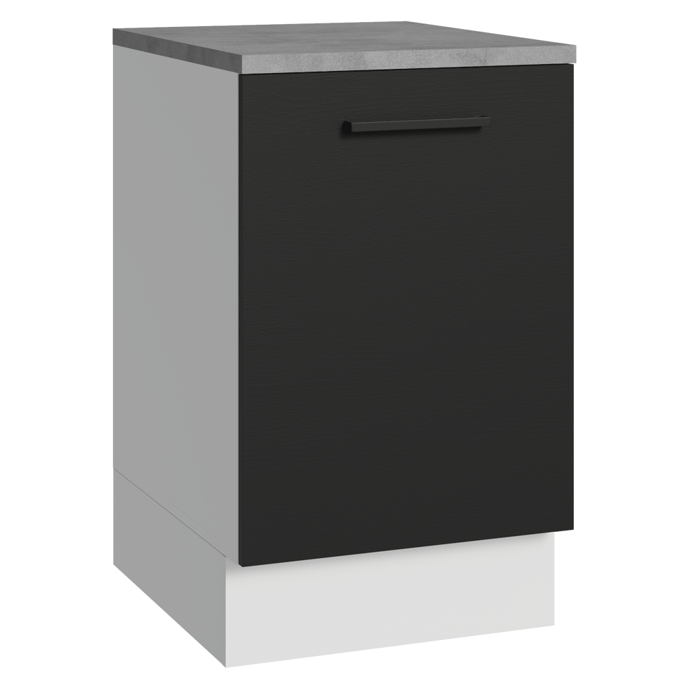 Balcão de Cozinha 50 x 60cm 1 Porta (Com Tampo) Branco/Preto Agata Madesa