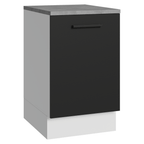 Balcão de Cozinha 50 x 60cm 1 Porta (Com Tampo) Branco/Preto Agata Madesa