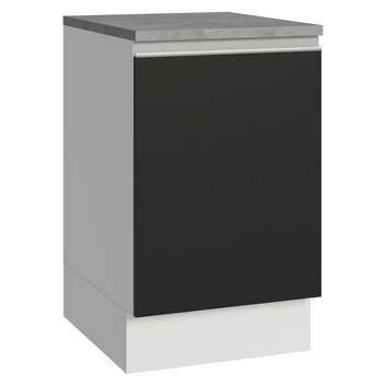 Balcão de Cozinha 50 x 60cm 1 Porta (Com Tampo) Branco/Preto Glamy Madesa