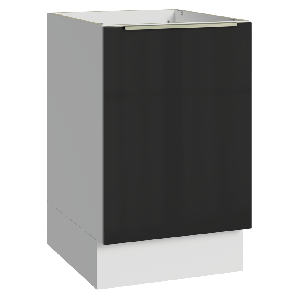Balcão de Cozinha 50cm 1 Porta (Sem Tampo) Branco/Preto Lux Madesa