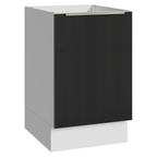 Balcão de Cozinha 50cm 1 Porta (Sem Tampo) Branco/Preto Lux Madesa