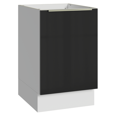 Balcão de Cozinha 50cm 1 Porta (Sem Tampo) Branco/Preto Lux Madesa