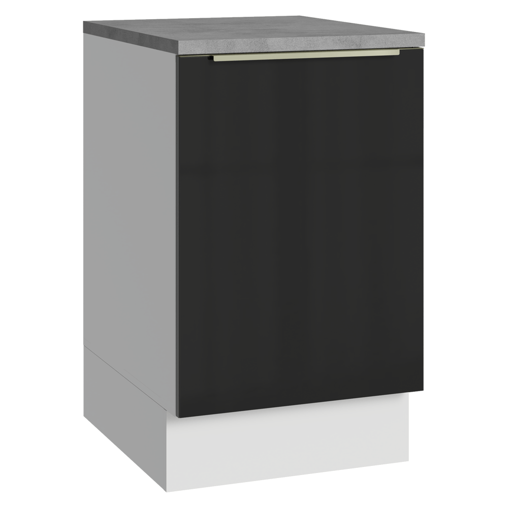Balcão de Cozinha 50 x 60 cm 1 Porta (Com Tampo) Branco/Preto Lux Madesa