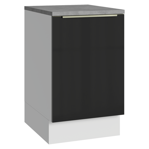 Balcão de Cozinha 50 x 60 cm 1 Porta (Com Tampo) Branco/Preto Lux Madesa
