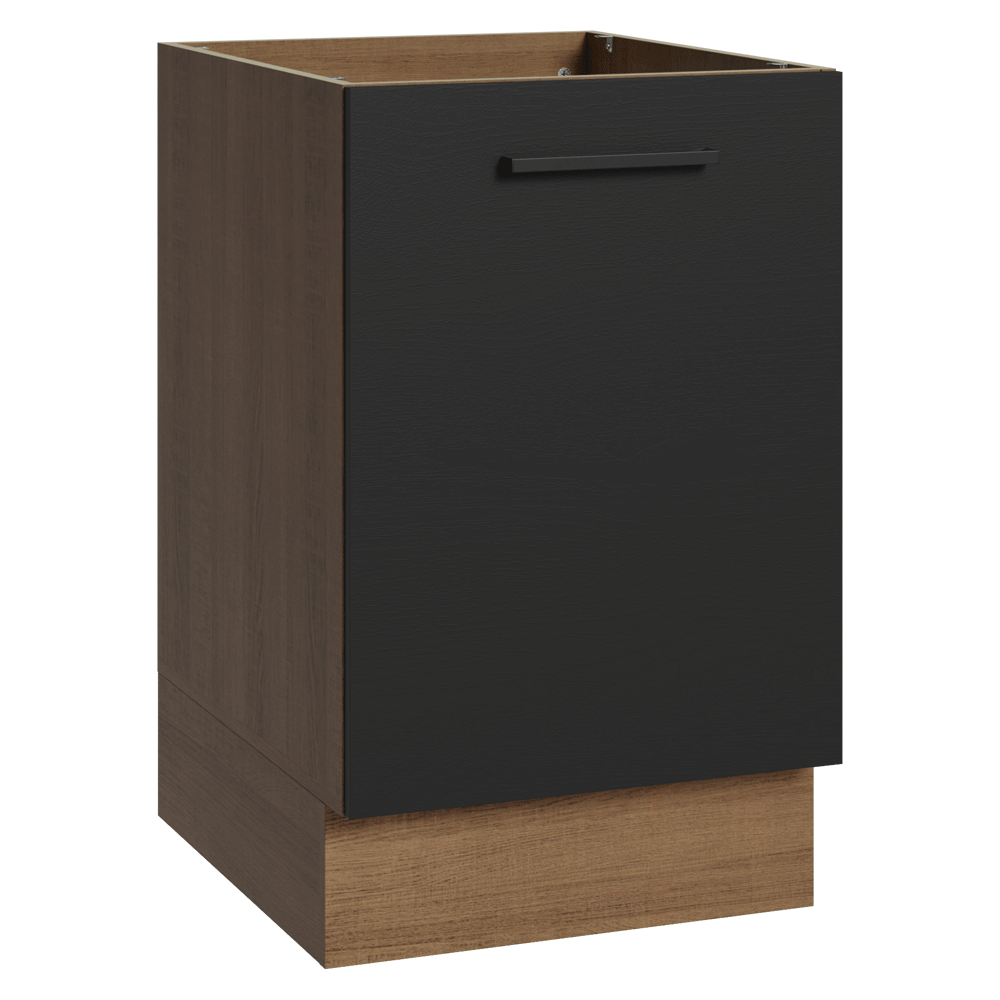 Balcão de Cozinha 50 x 60cm 1 Porta (Sem Tampo) Rustic/Preto Agata Madesa