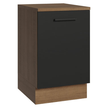 Balcão de Cozinha 50 x 60cm 1 Porta (Com Tampo) Rustic/Preto Agata Madesa