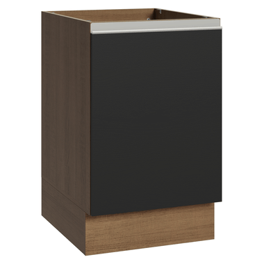 Balcão de Cozinha 50 x 60cm 1 Porta (Sem Tampo) Rustic/Preto Glamy Madesa