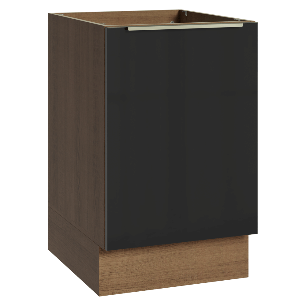 Balcão de Cozinha 50 x 60 cm 1 Porta (Sem Tampo) Rustic/Preto Lux Madesa