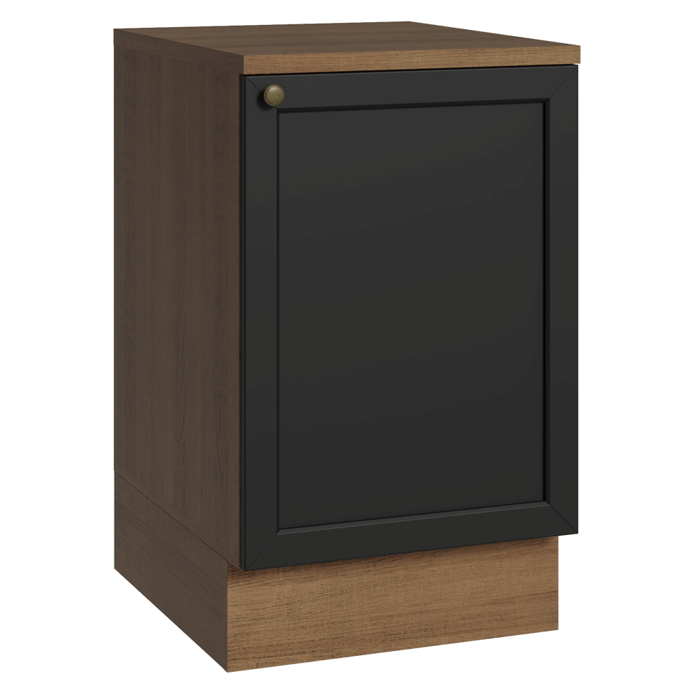 Balcão de Cozinha 50 x 60cm 1 Porta (Com Tampo) Rustic/Preto Vik Madesa