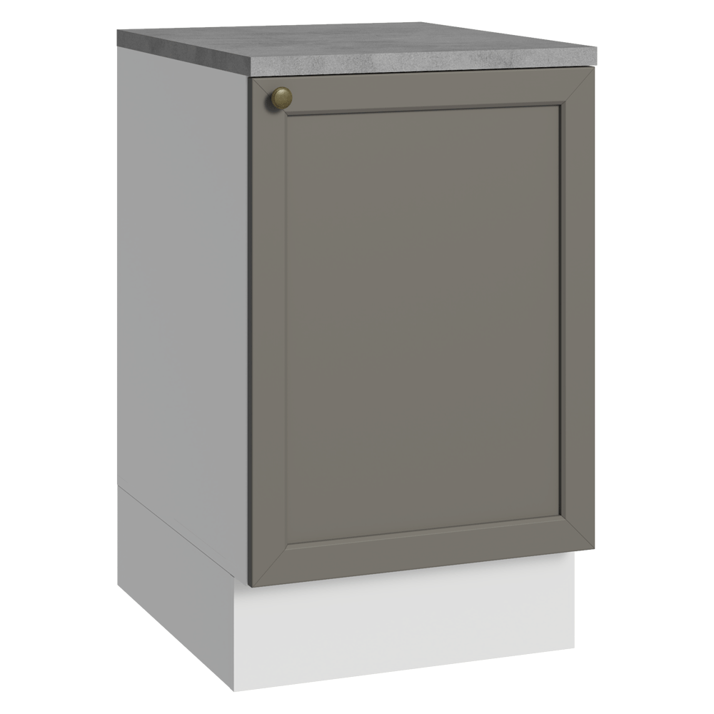Balcão de Cozinha 50 x 60cm 1 Porta (Com Tampo) Branco/Cinza Vik Madesa