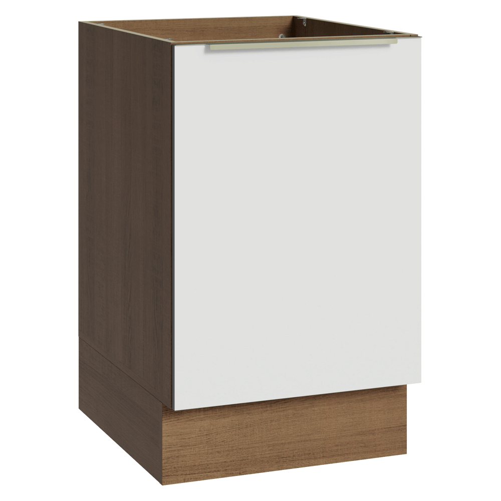Balcão de Cozinha 50 x 60 cm 1 Porta (Sem Tampo) Rustic/Branco Veludo Lux Madesa