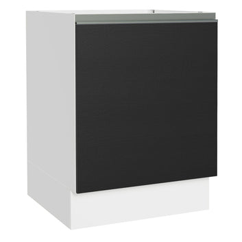 Balcão Cozinha 60 x 60 cm 1 Porta (Sem Tampo) Branco/Preto Glamy Madesa