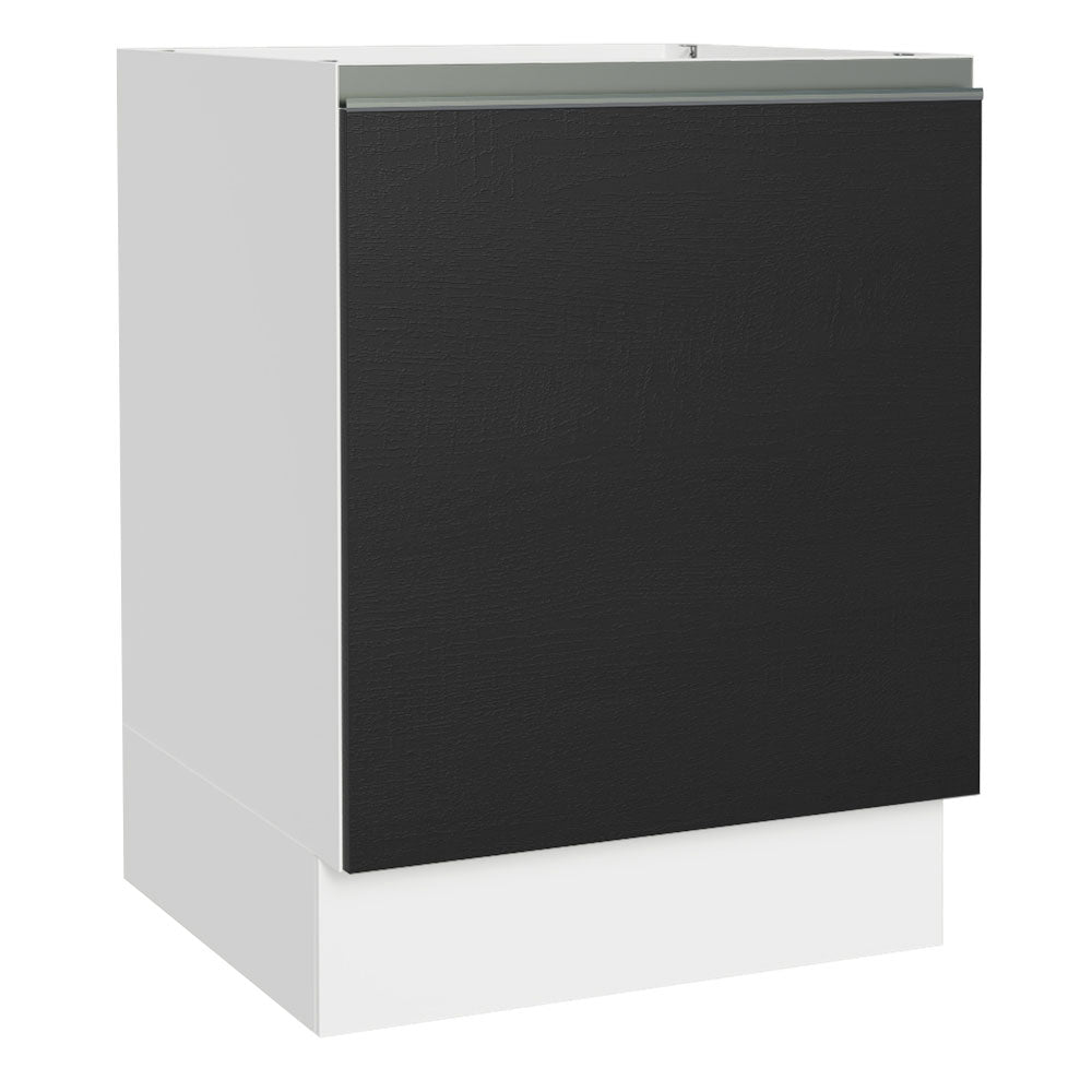 Balcão Cozinha 60 x 60 cm 1 Porta (Sem Tampo) Branco/Preto Glamy Madesa