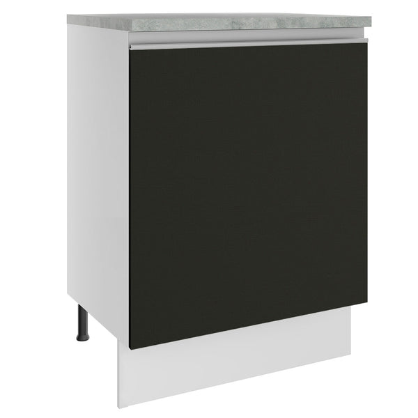 Balcão Madesa Glamy 60 x 60 cm 1 Porta (Com Tampo) Branco/Preto