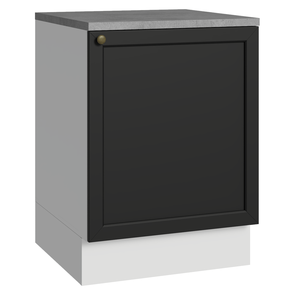 Balcão de Cozinha 60 x 60 cm 1 Porta (Com Tampo) Branco/Preto Vik Madesa