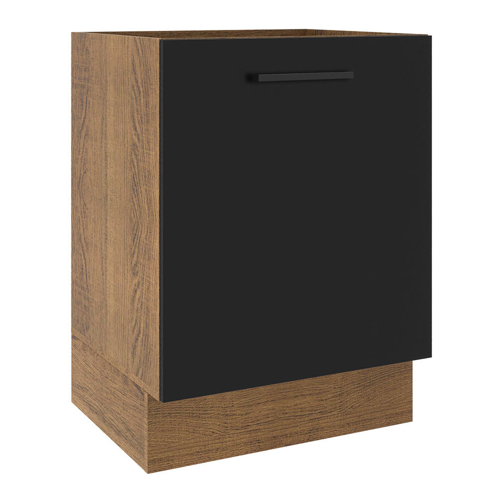 Balcão Madesa Agata 60 x 60 cm 1 Porta (Sem Tampo) Rustic/Preto