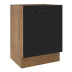 Balcão Madesa Agata 60 x 60 cm 1 Porta (Sem Tampo) Rustic/Preto