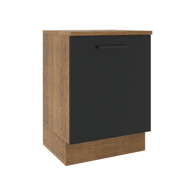 Balcão Madesa Agata 60 x 60 cm 1 Porta (Com Tampo) Rustic/Preto