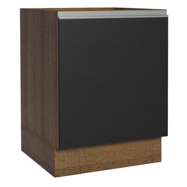Balcão Cozinha 60 x 60 cm 1 Porta (Sem Tampo) Rustic/Preto Glamy Madesa