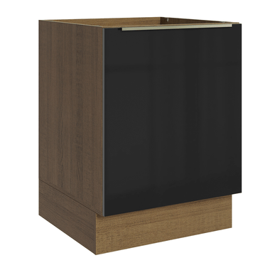 Balcão de Cozinha 60 x 60 cm 1 Porta (Sem Tampo) Rustic/Preto Lux Madesa
