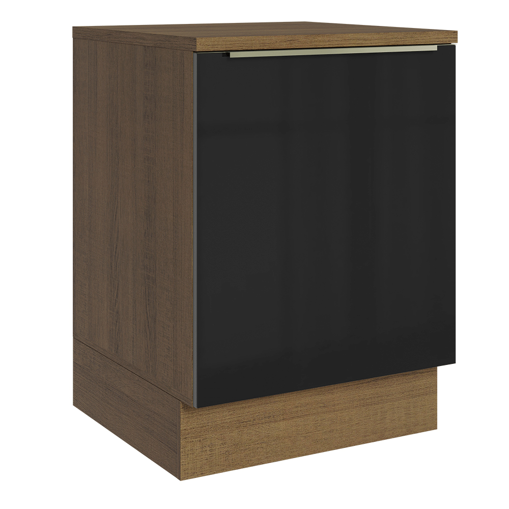 Balcão 60 x 60 cm 1 Porta (Com Tampo) Rustic/Preto Lux Madesa
