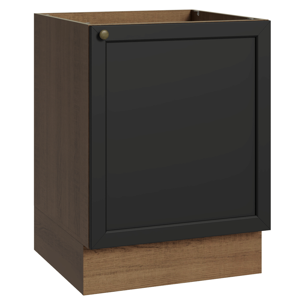 Balcão de Cozinha 60 x 60 cm 1 Porta (Sem Tampo) Rustic/Preto Vik Madesa