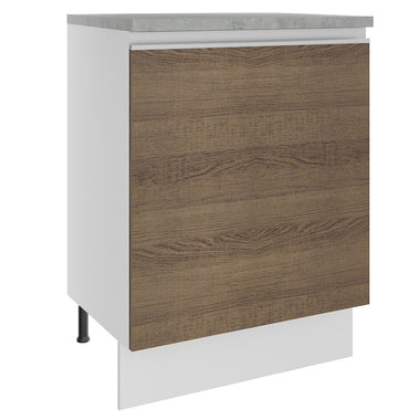 Balcão Madesa Glamy 60 x 60 cm 1 Porta (Com Tampo) Branco/Rustic