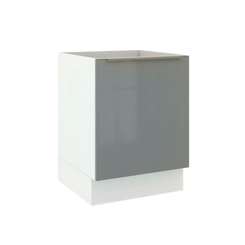 Balcão Madesa Lux 60 cm 1 Porta (Sem Tampo) Branco/Cinza