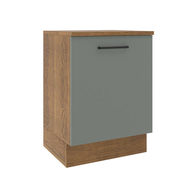 Balcão Madesa Agata 60 x 60 cm 1 Porta (Com Tampo) Rustic/Cinza
