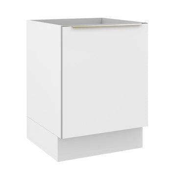 Balcão Madesa Lux 60 cm 1 Porta (Sem Tampo) Branco/Branco Veludo