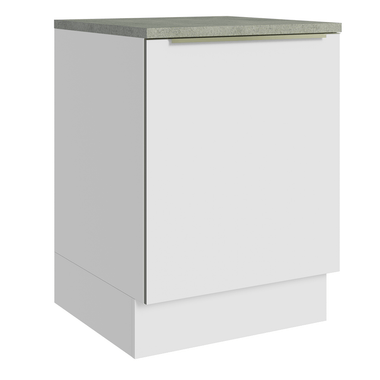 Balcão 60 x 60 cm 1 Porta (Com Tampo) Branco/Branco Veludo Lux Madesa