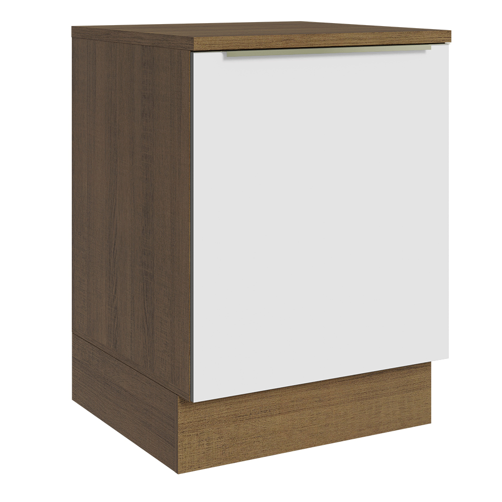 Balcão 60 x 60 cm 1 Porta (Com Tampo) Rustic/Branco Veludo Lux Madesa