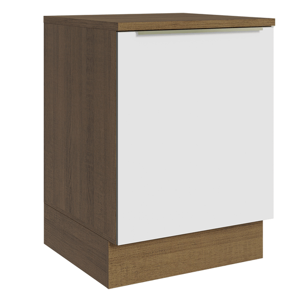 Balcão 60 x 60 cm 1 Porta (Com Tampo) Rustic/Branco Veludo Lux Madesa